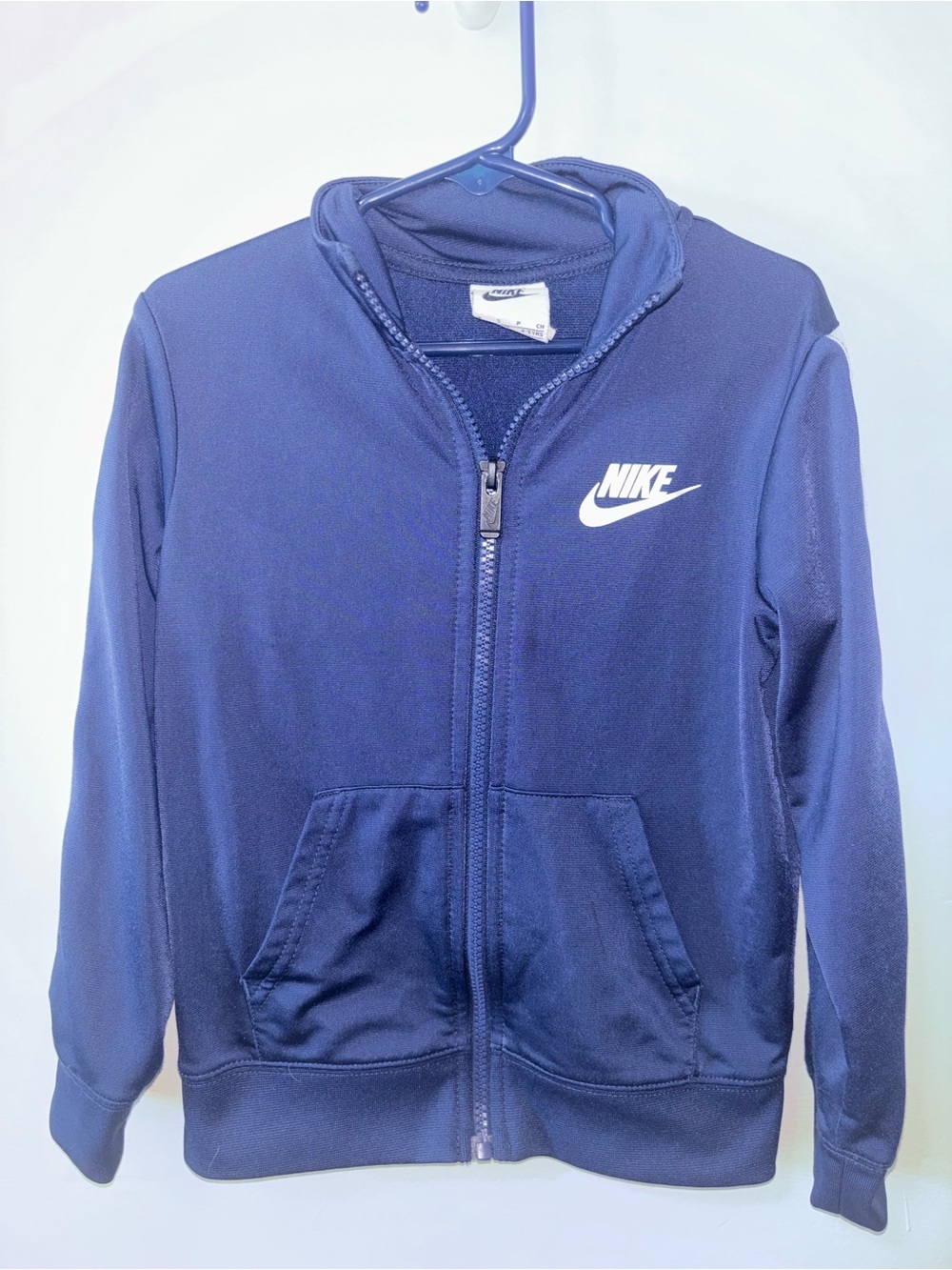 Nike Boys Navy Blue Full-Zip Hoodie with White Swoosh